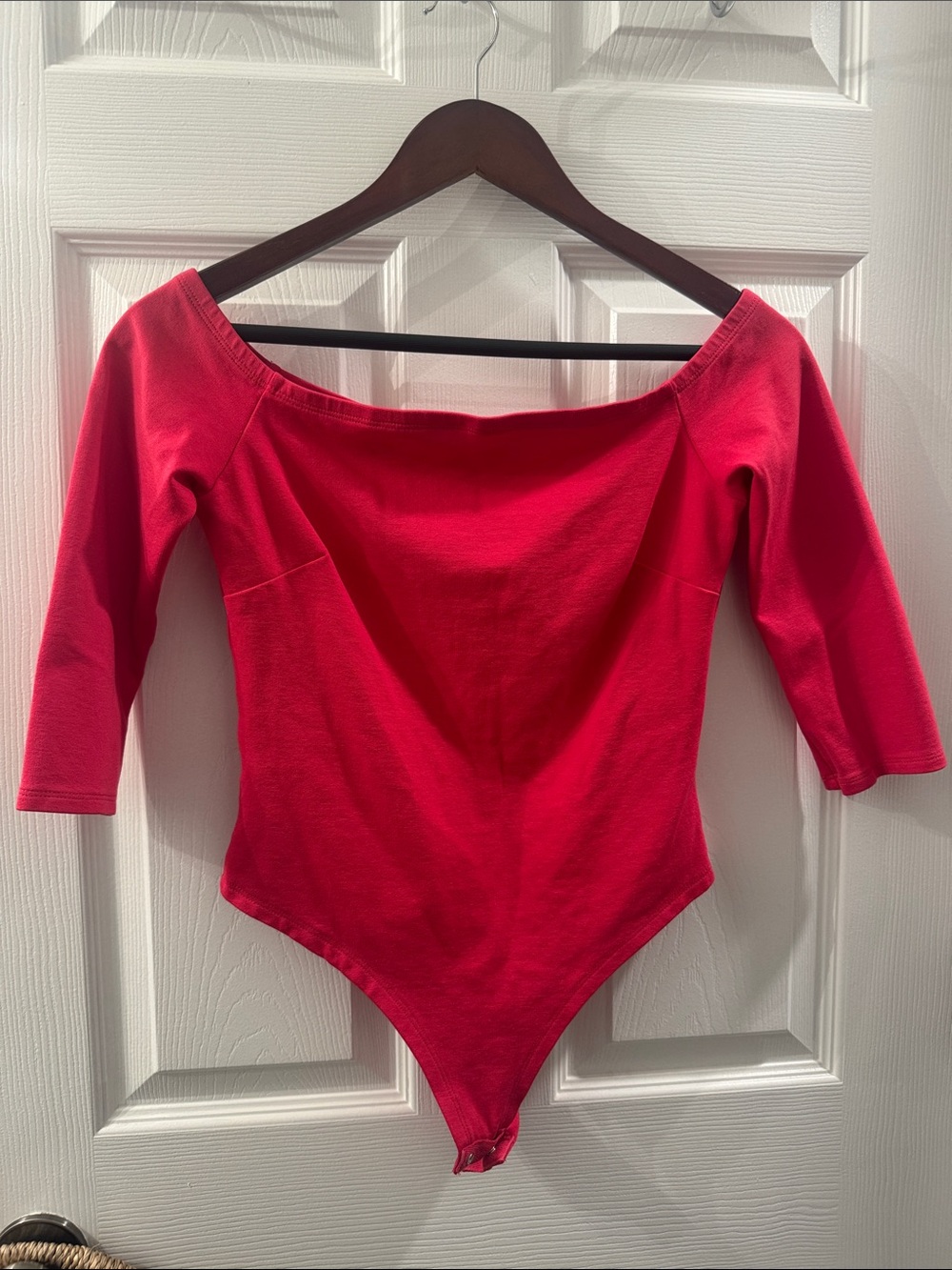Lulu's Bright Pink Off-Shoulder Long-Sleeve Bodysuit